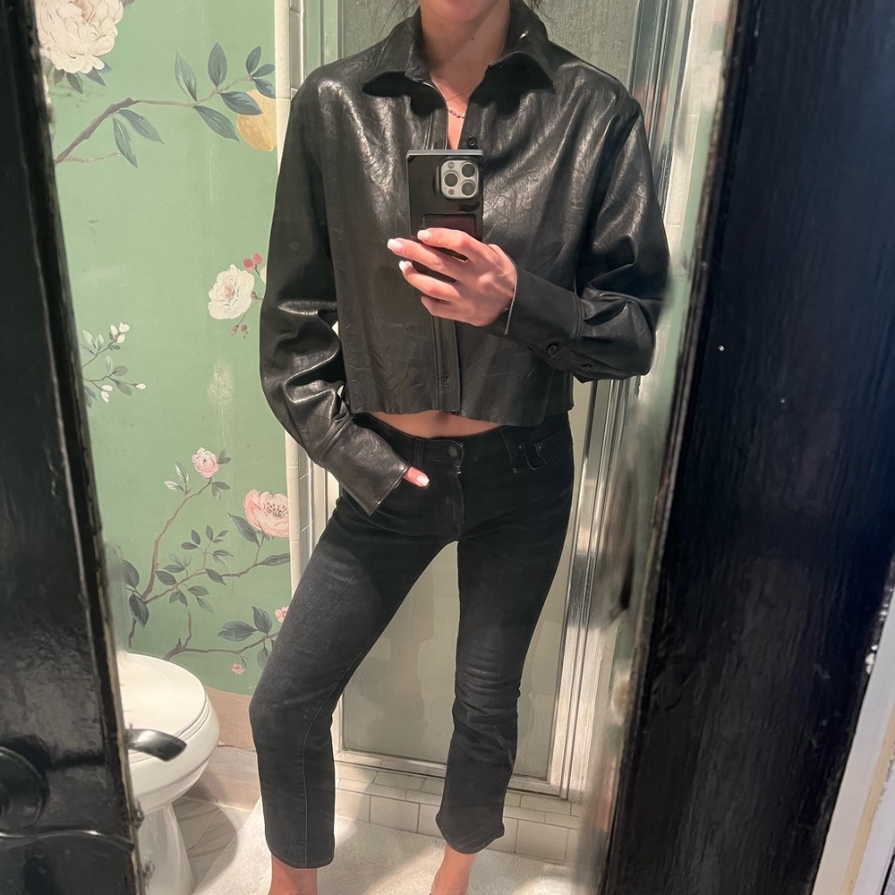 Frame genuine leather crop shirt/shacket - Picture 7 of 7